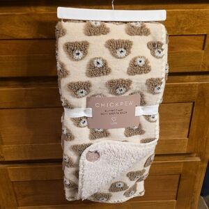 Chick Pea Cream and Brown Sherpa Blanket